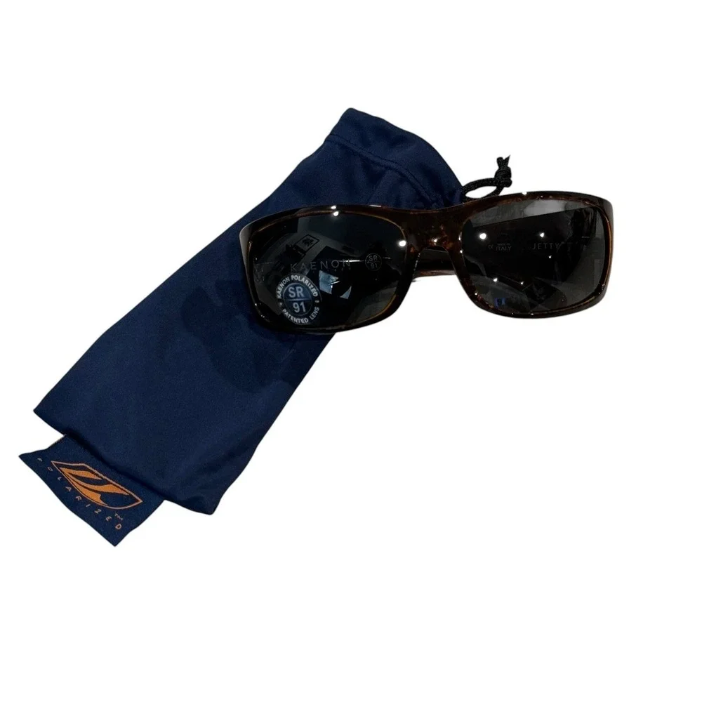Kaenon NEW Tortoise Brown Polarized Full Rim Jetty Wrap Rectangular Sunglasses